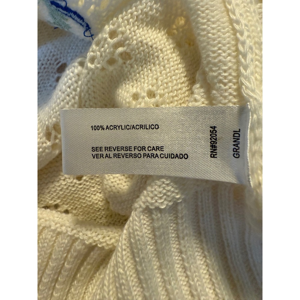 Cream Floral Embroidered Open Knit Cardigan Sweater XL‎ boho cottagecore granny - Picture 5 of 5